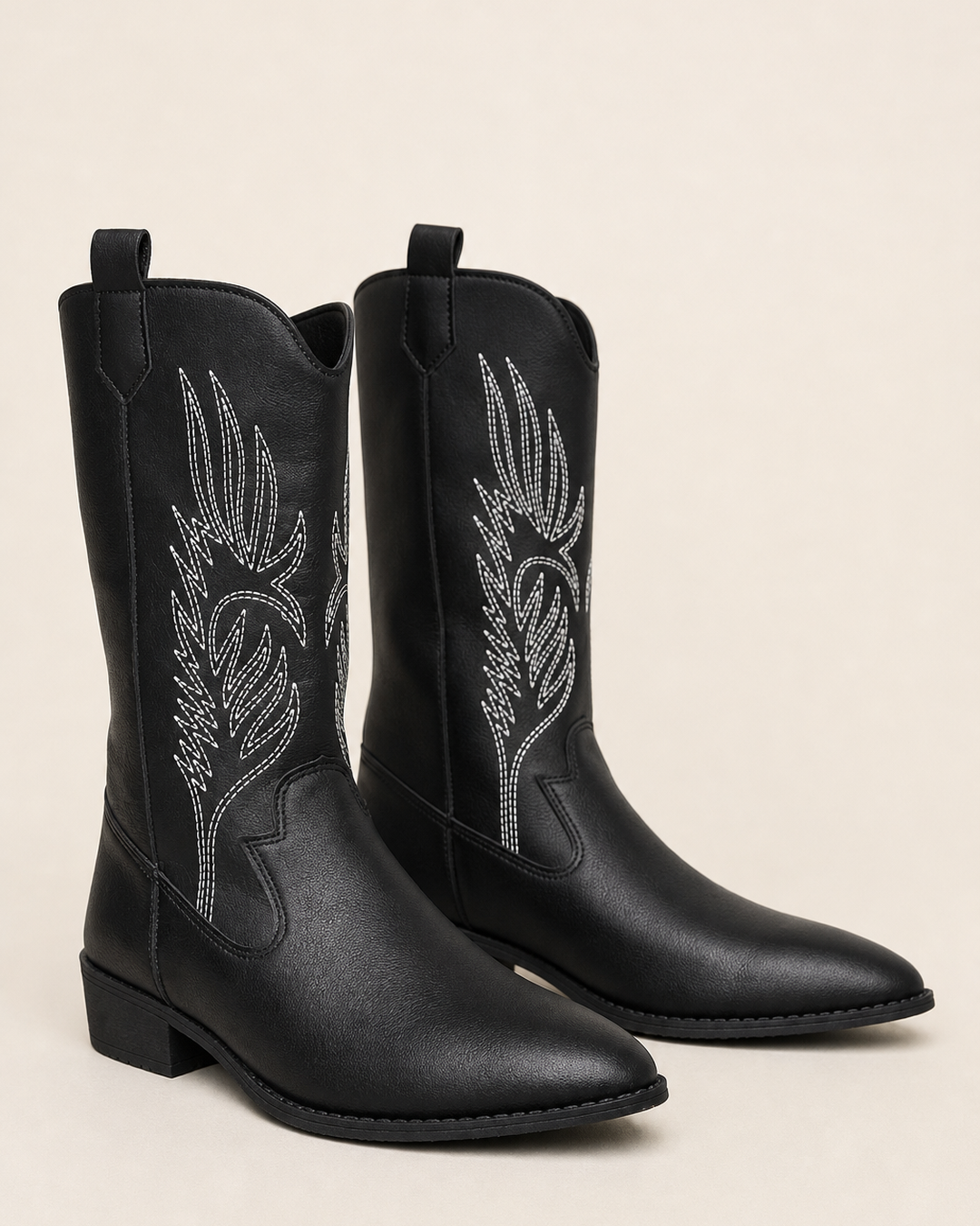 Bottes Hautes Style Western – Noir