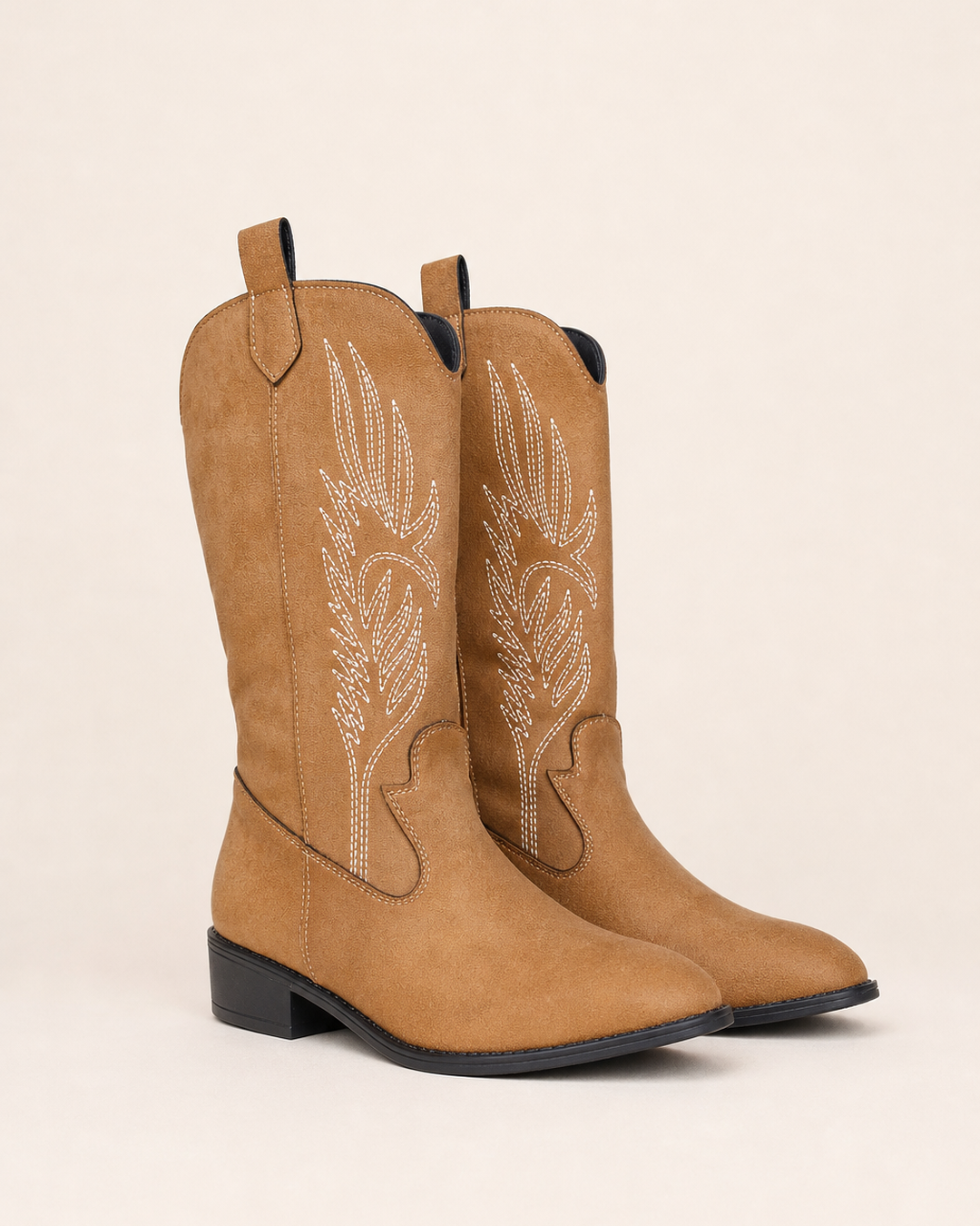Bottes Hautes Style Western – Marron Clair