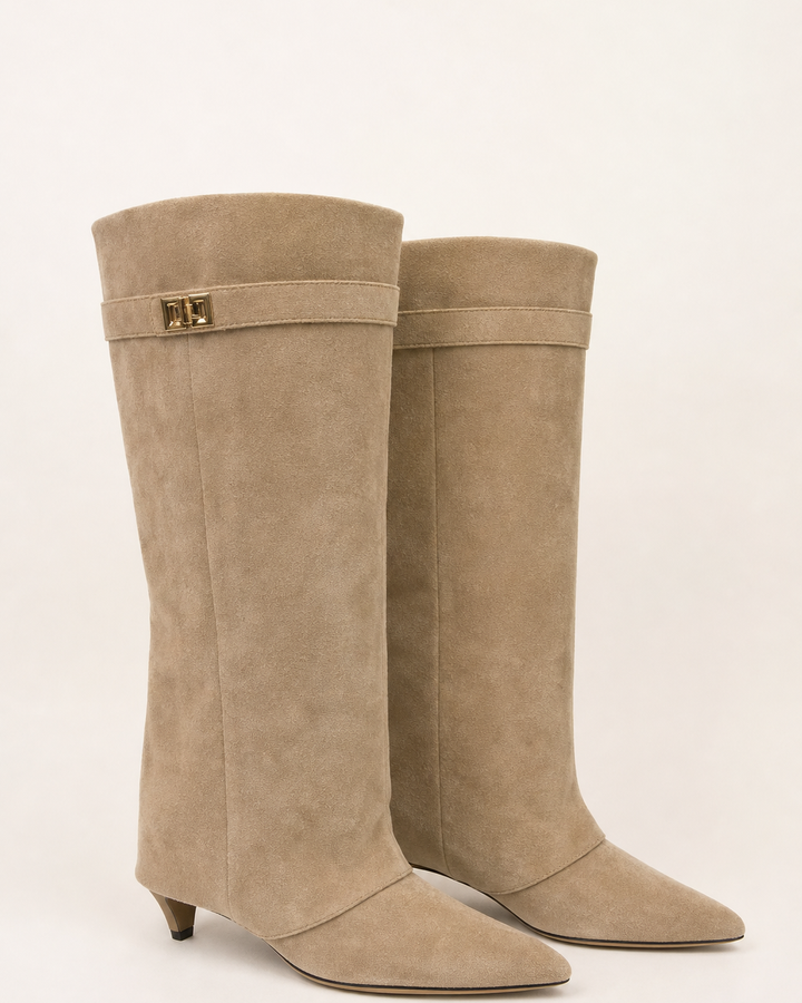 Bottes Mi-Mollet à Bout Pointu – Abricot
