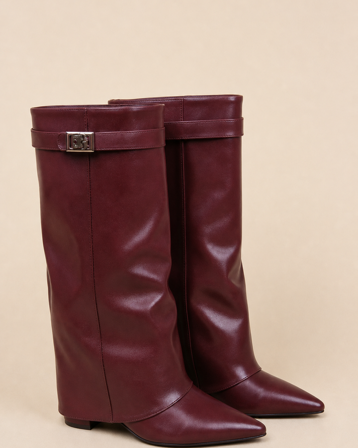 Bottes Mi-Mollet à Bout Pointu – Bordeaux
