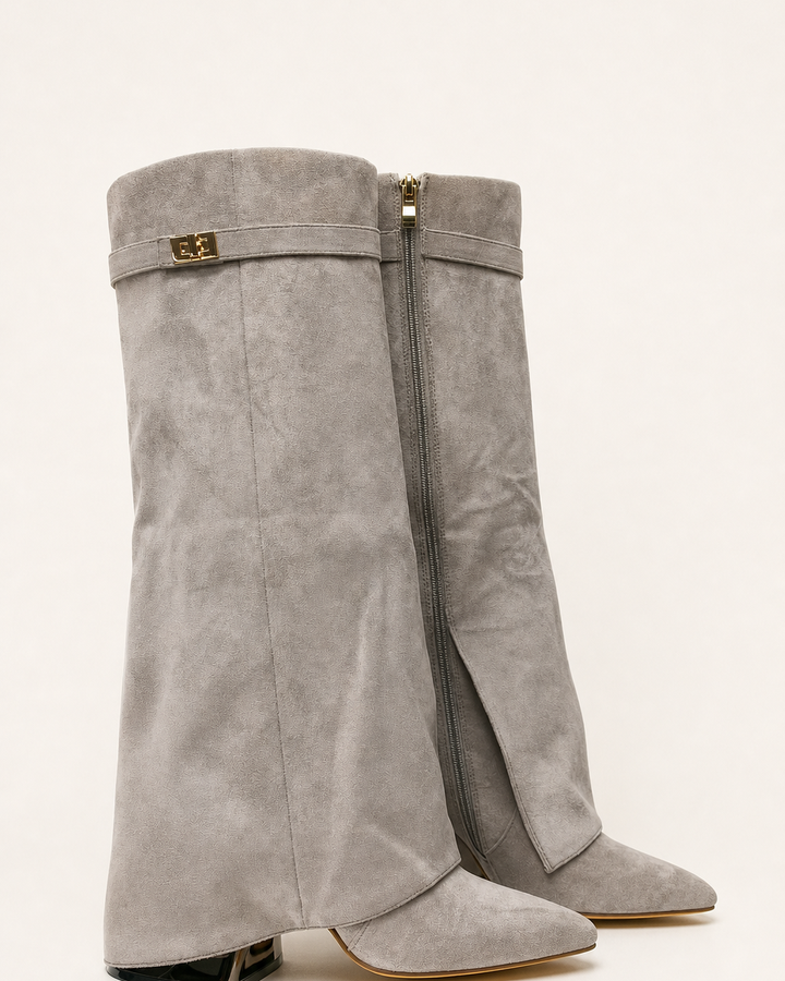 Bottes Mi-Mollet à Bout Pointu – Gris