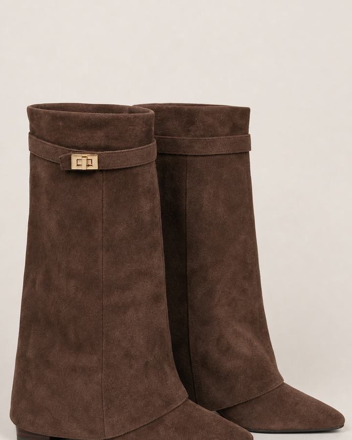 Bottes Mi-Mollet à Bout Pointu – Marron