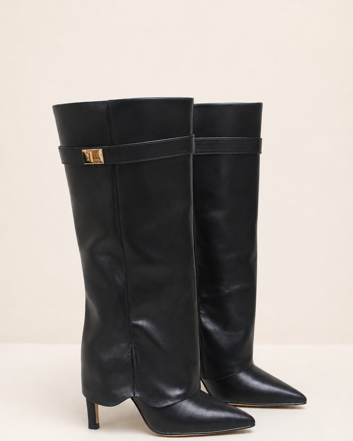 Bottes Mi-Mollet à Bout Pointu – Noir