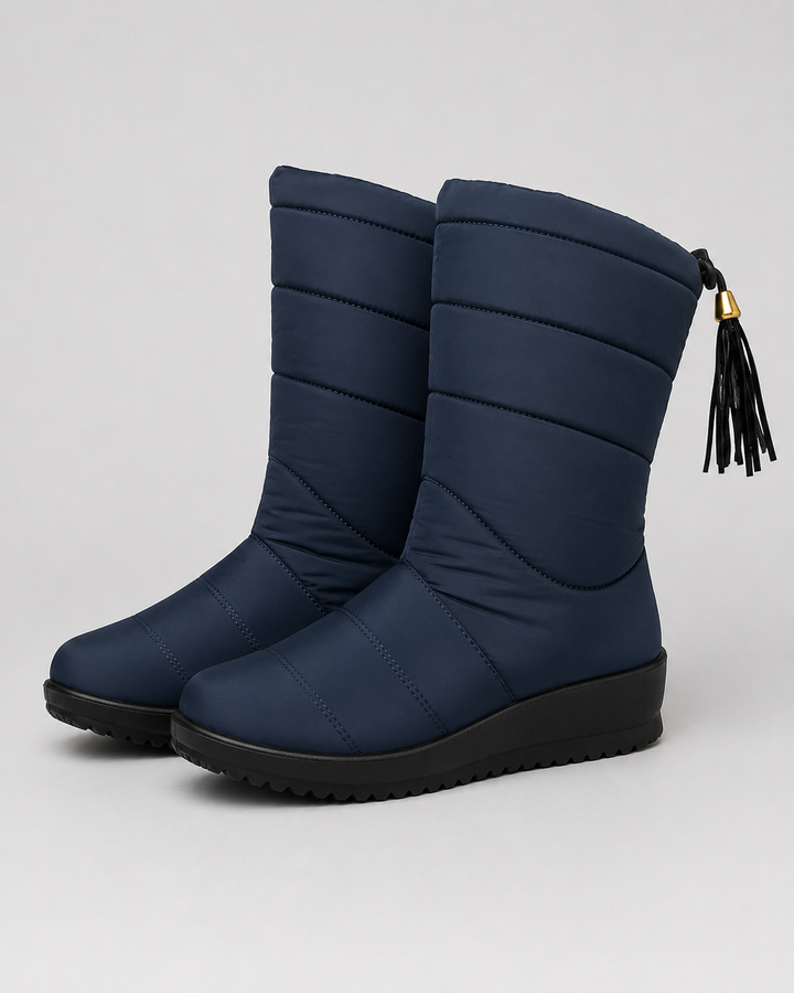 Bottes Mi-Mollet Matelassées – Bleu Marine