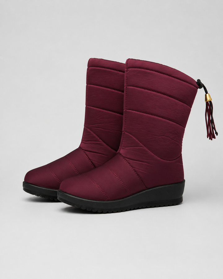 Bottes Mi-Mollet Matelassées – Bordeaux
