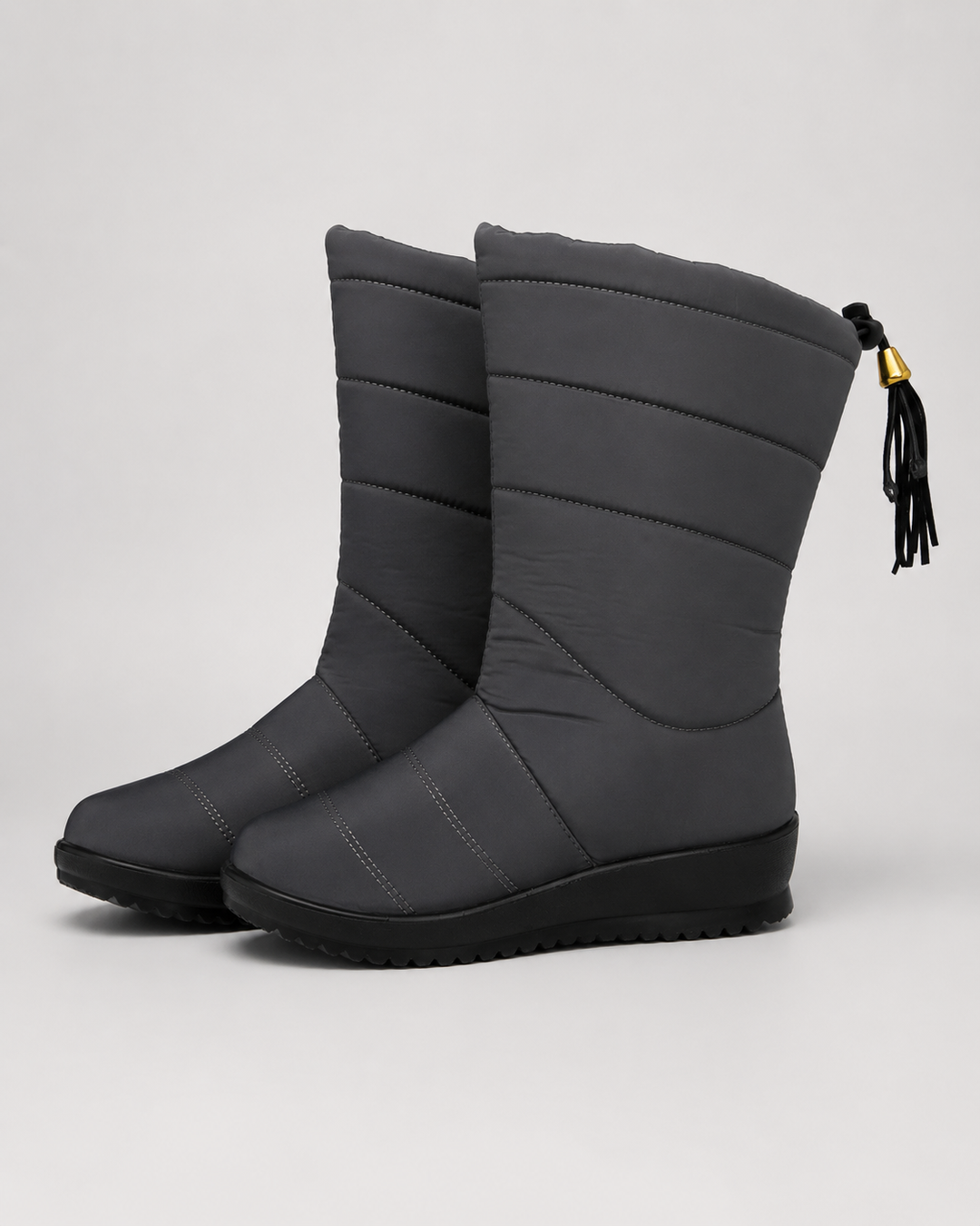 Bottes Mi-Mollet Matelassées – Gris