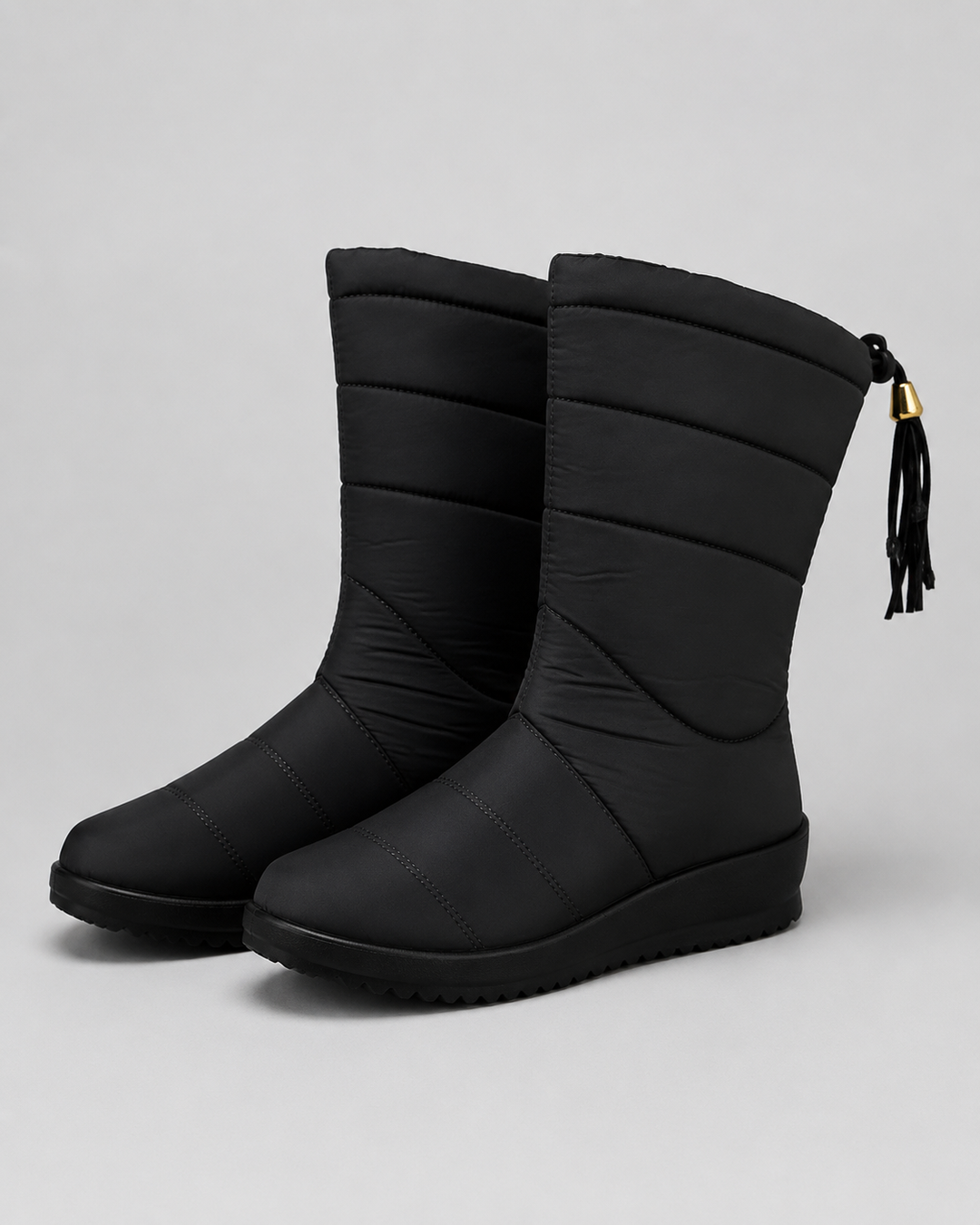 Bottes Mi-Mollet Matelassées – Noir