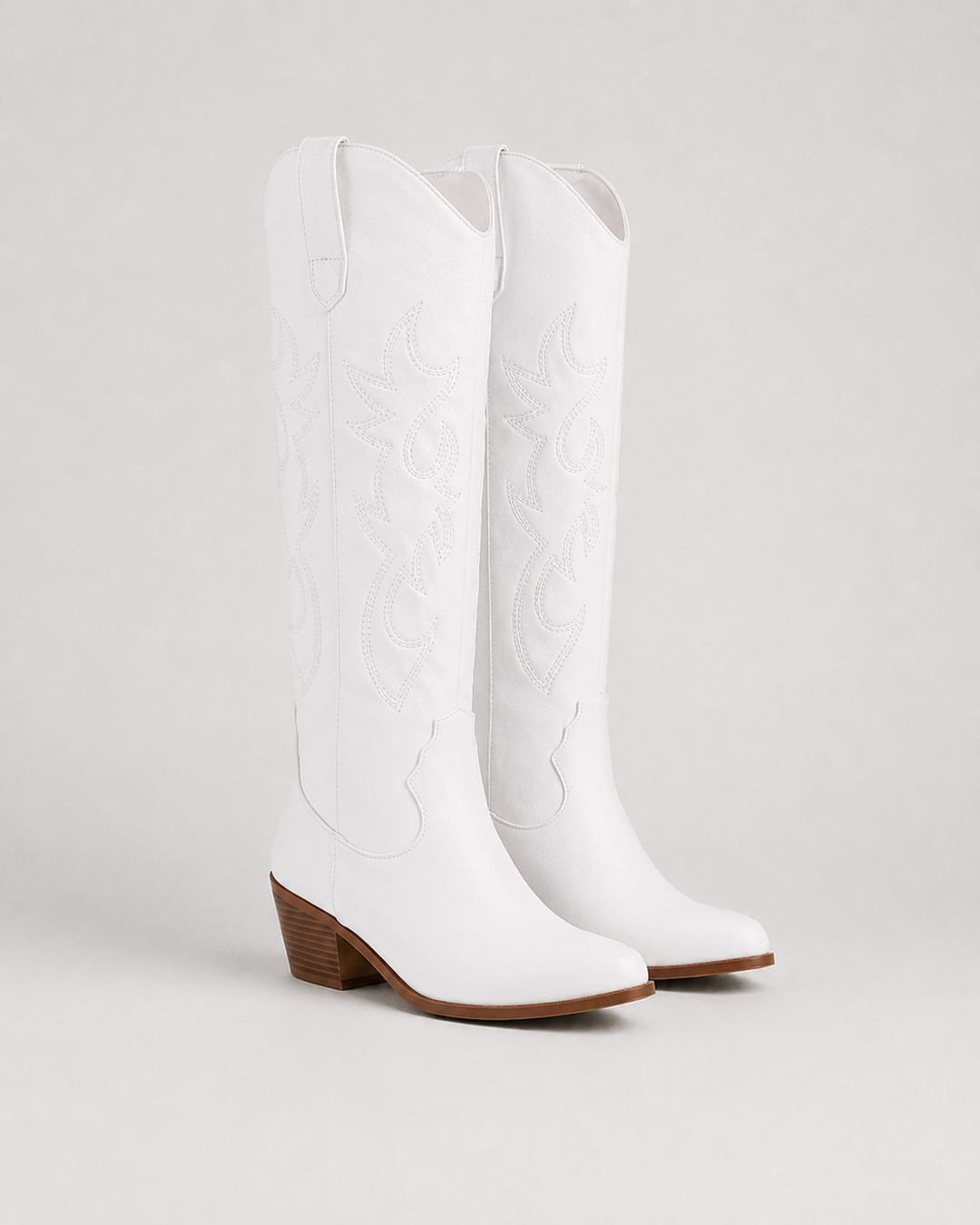 Bottes Western Hautes Brodées – Blanc