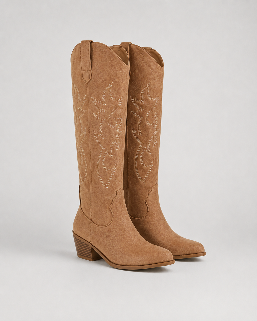 Bottes Western Hautes Brodées – Marron