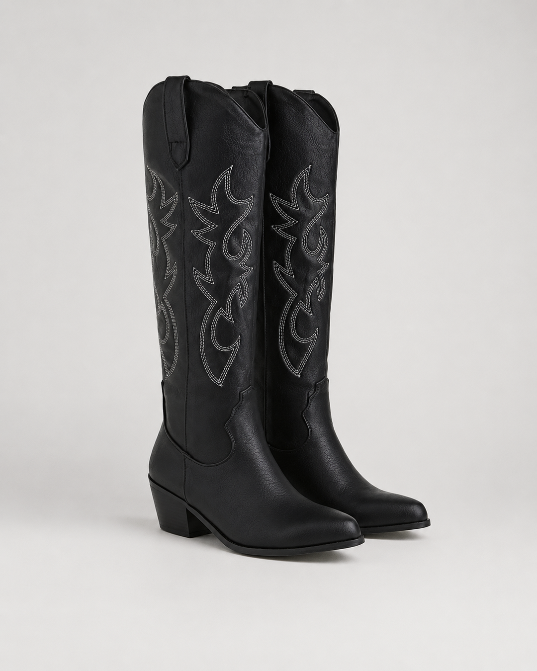 Bottes Western Hautes Brodées – Noir