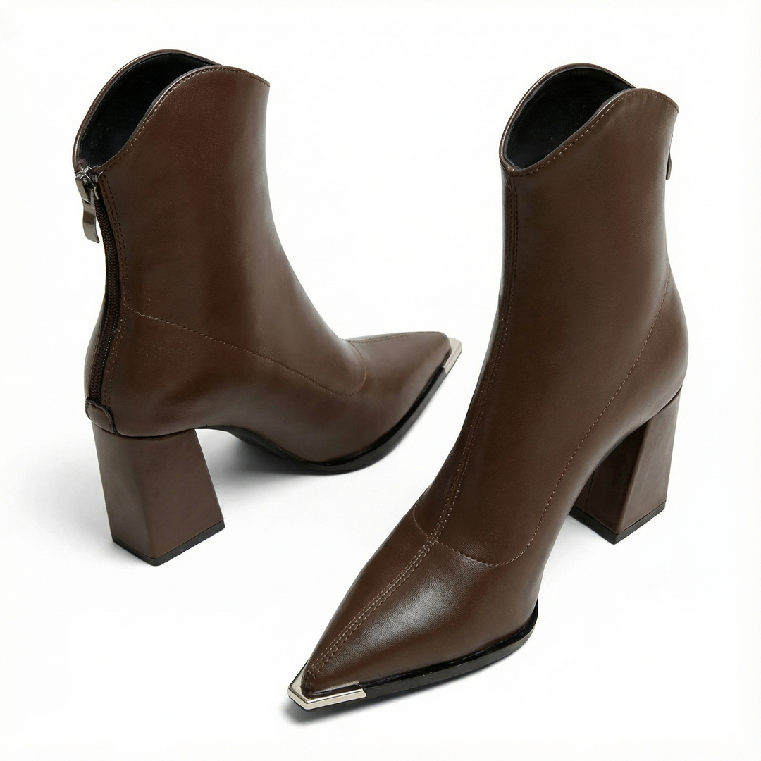Bottines à Découpe Western – Marron
