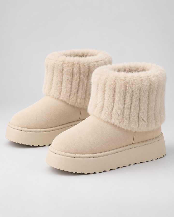 Bottines à Revers et Plateforme – Beige