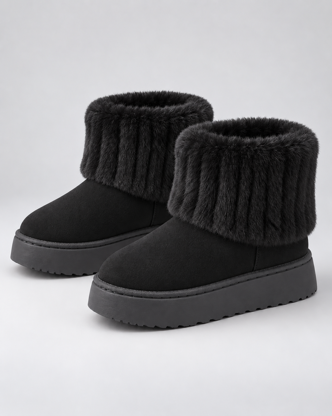 Bottines à Revers et Plateforme – Noir