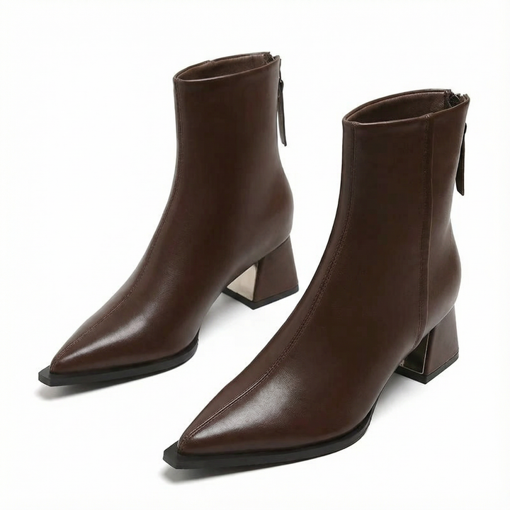 Bottines Chics à Talon Sculptural – Marron