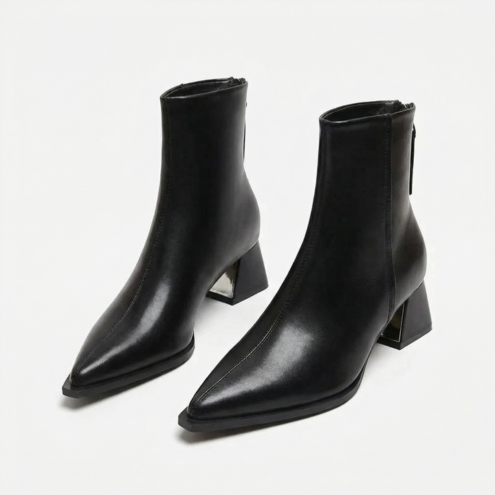 Bottines Chics à Talon Sculptural – Noir