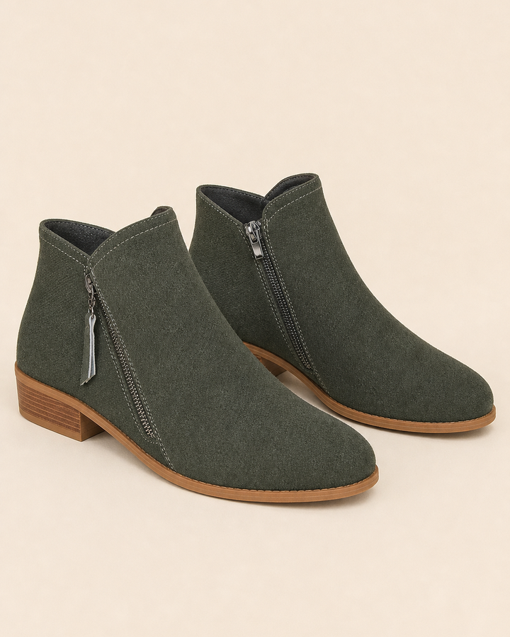 Bottines Classiques à Petit Talon – Vert Militaire