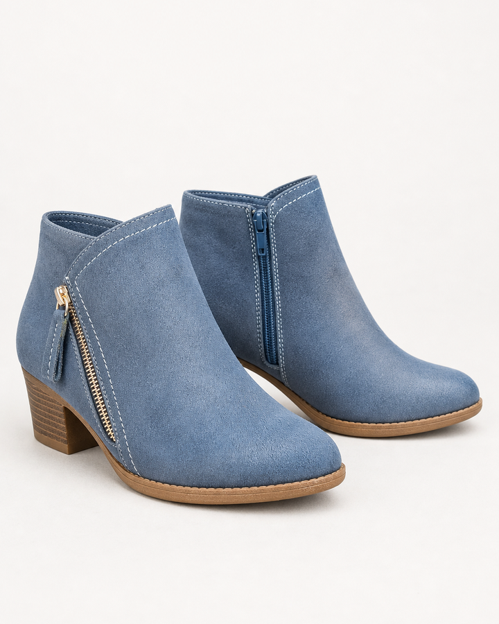 Bottines Classiques à Petit Talon – Bleu