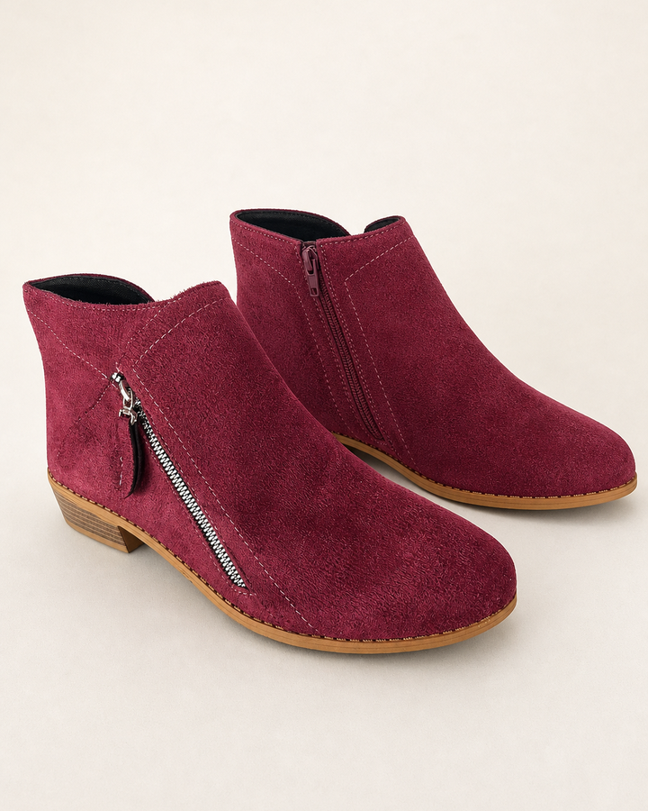 Bottines Classiques à Petit Talon – Bordeaux