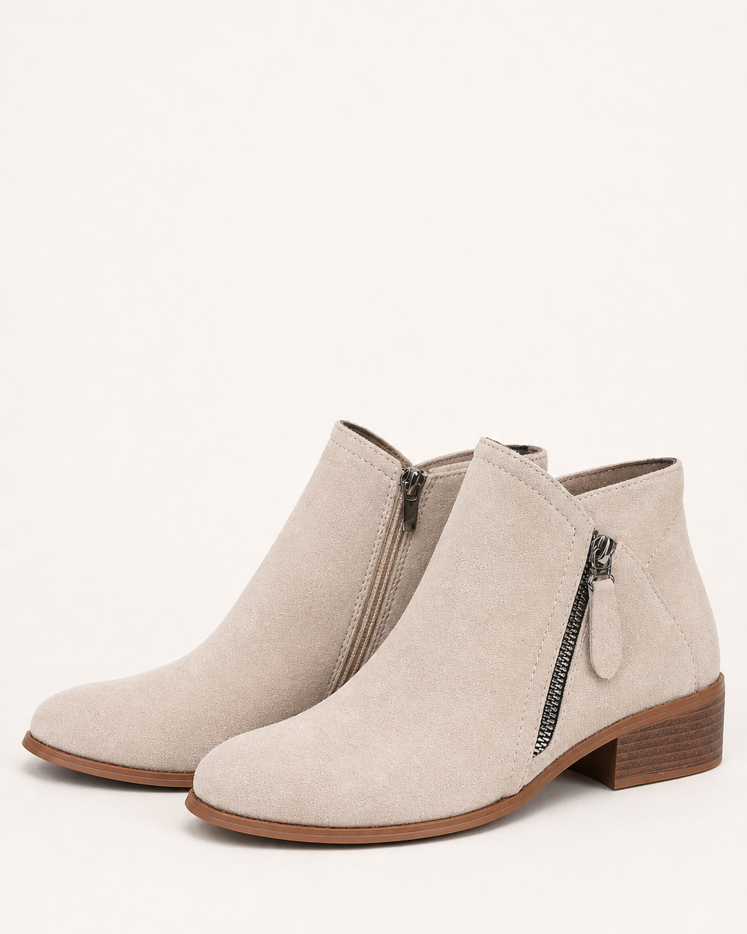 Bottines Classiques à Petit Talon – Beige