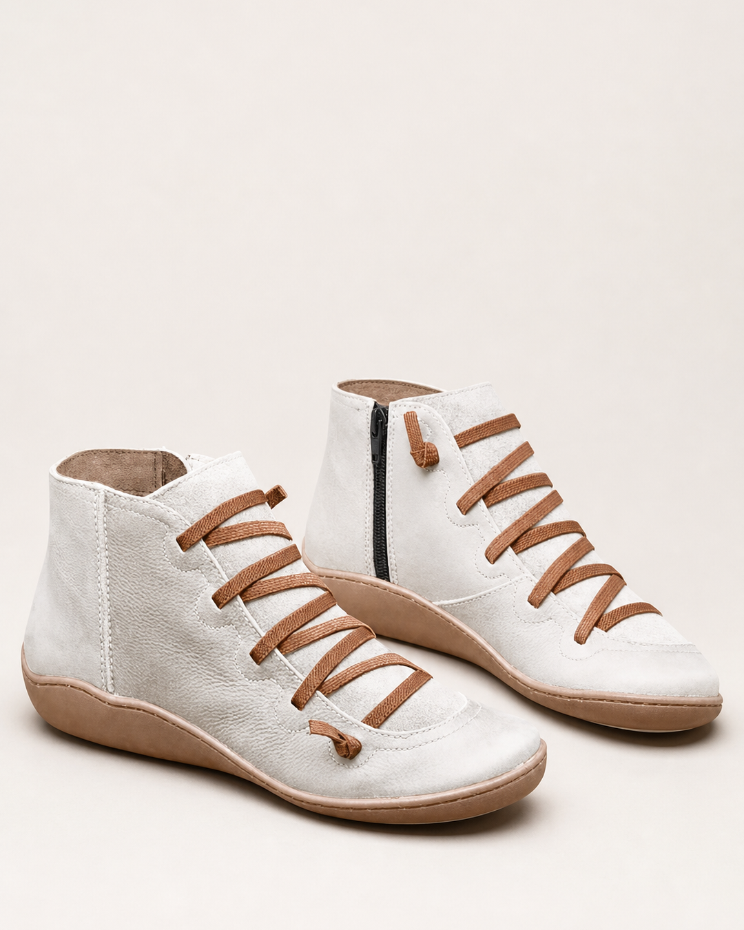 Bottines Confortables à Zip Latéral – Blanc