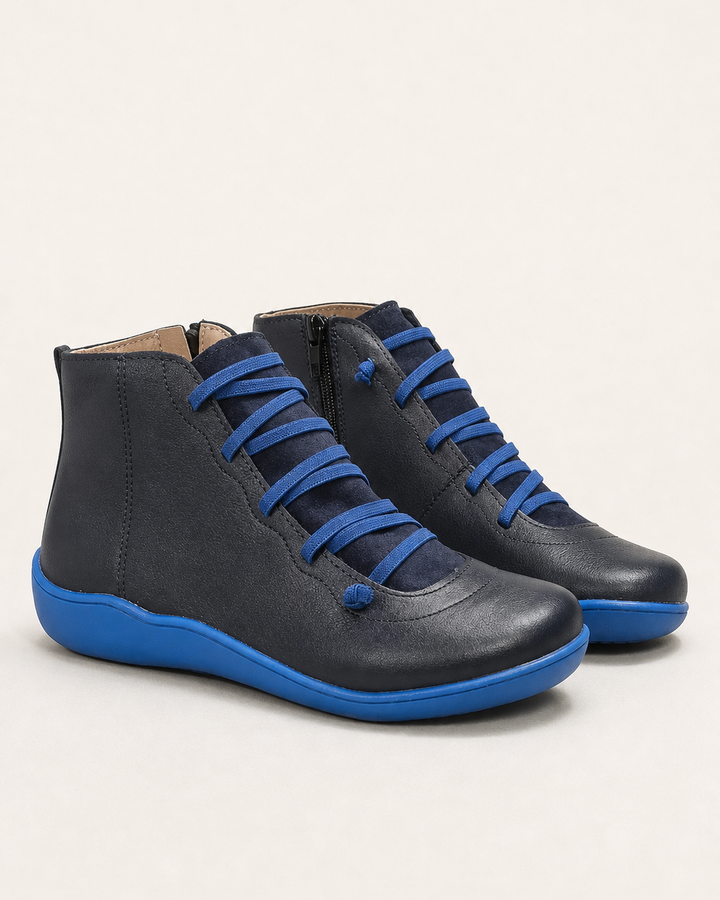 Bottines Confortables à Zip Latéral – Bleu Marine