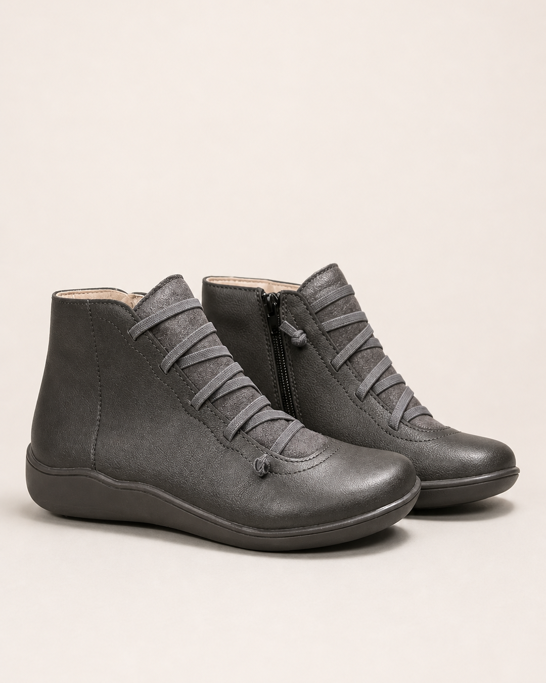 Bottines Confortables à Zip Latéral – Gris