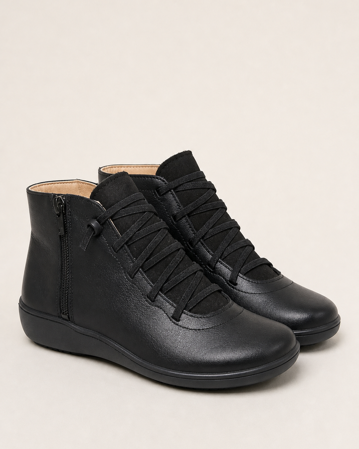 Bottines Confortables à Zip Latéral – Noir