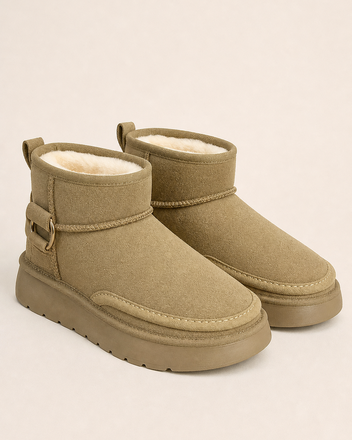 Bottines Courtes à Plateforme – Abricot