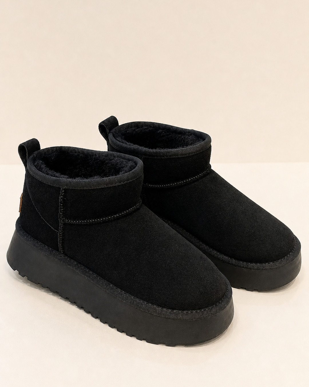 Bottines Courtes à Plateforme – Noir