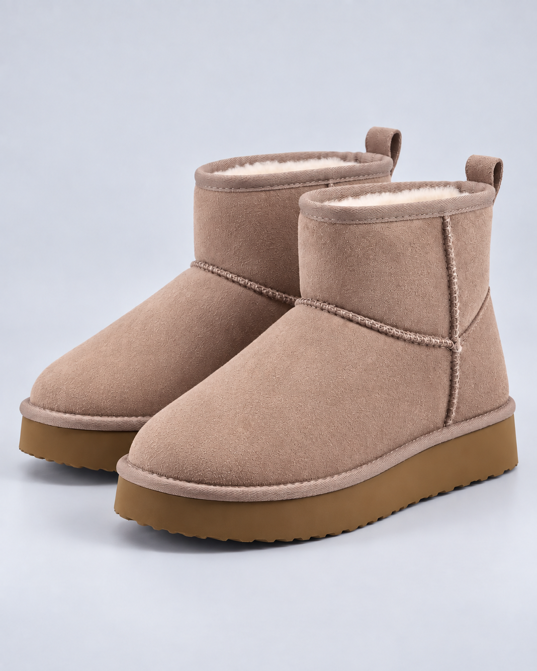 Bottines Doublées à Plateforme – Abricot