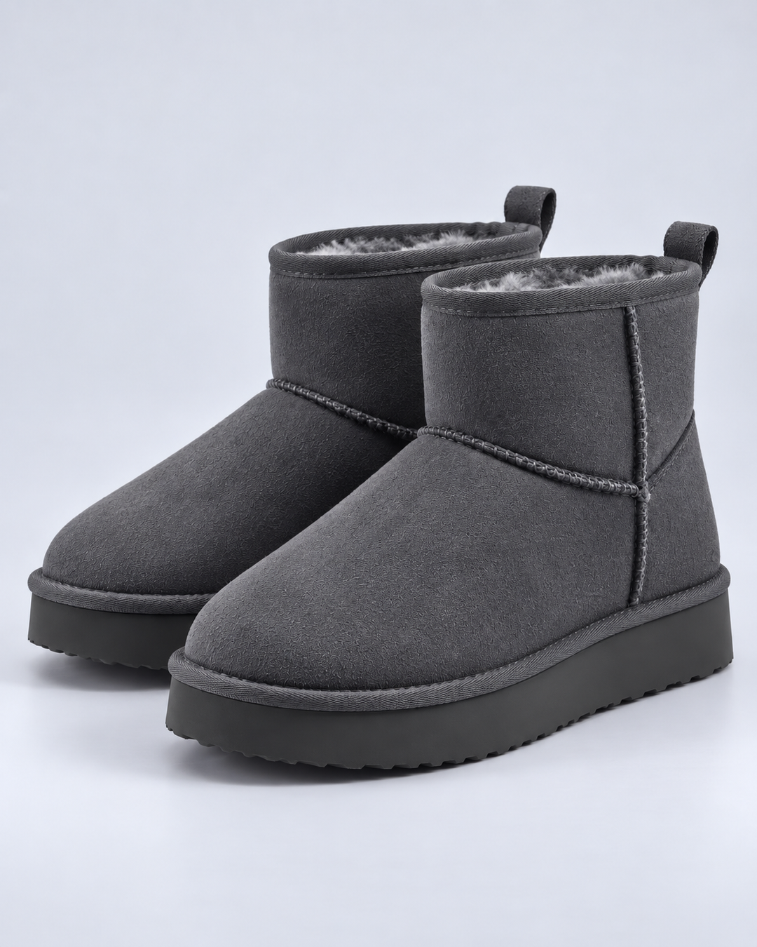 Bottines Doublées à Plateforme – Gris