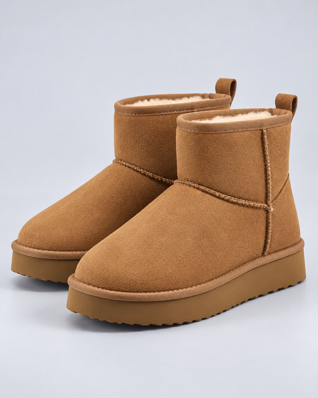 Bottines Doublées à Plateforme – Marron