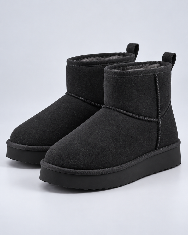 Bottines Doublées à Plateforme – Noir