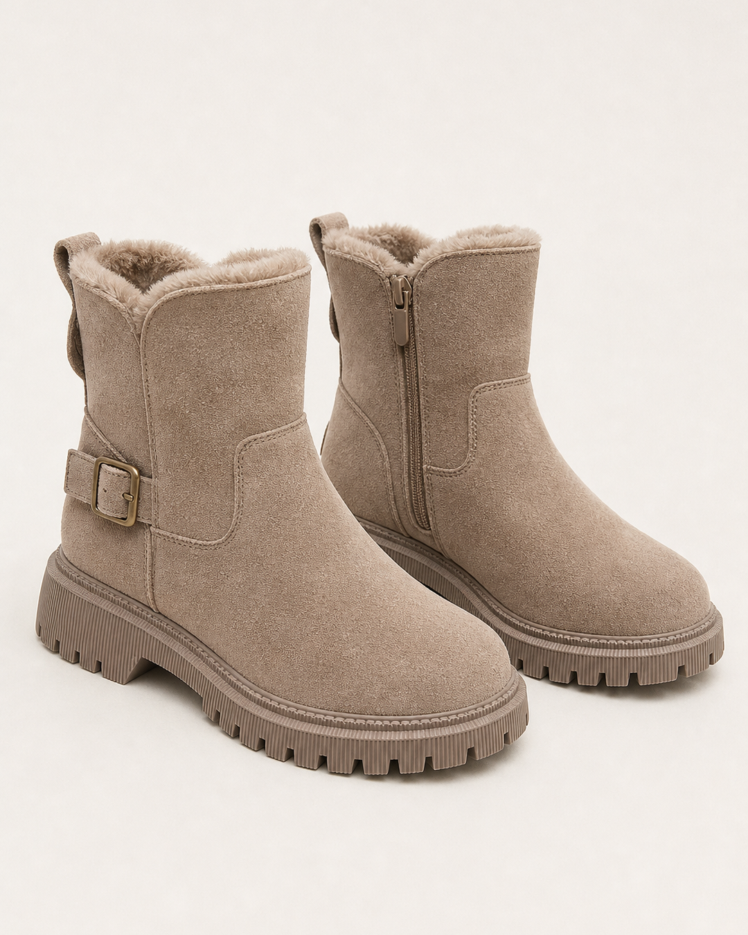 Bottines Doublées à Semelle Épaisse – Abricot