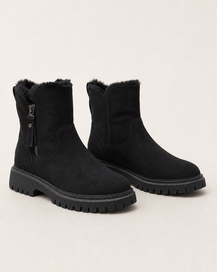 Bottines Doublées à Semelle Épaisse – Noir