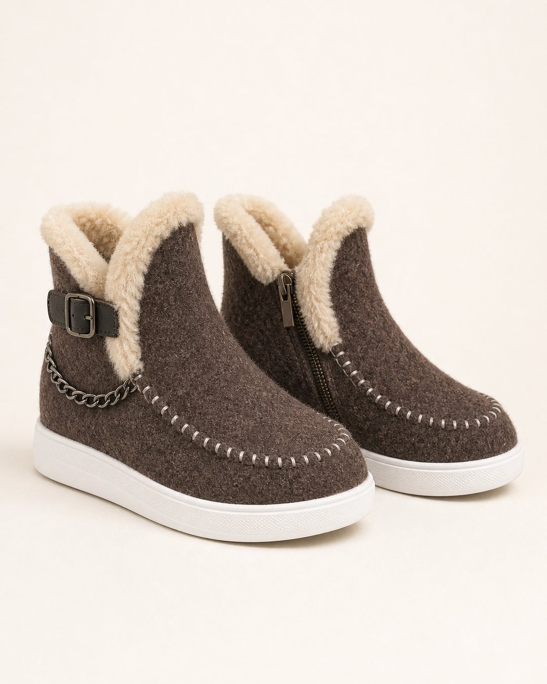 Bottines Doublées Style Urbain – Marron Foncé