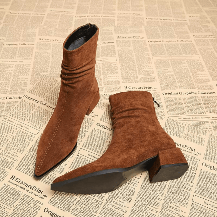Bottines Drapées à Bout Pointu