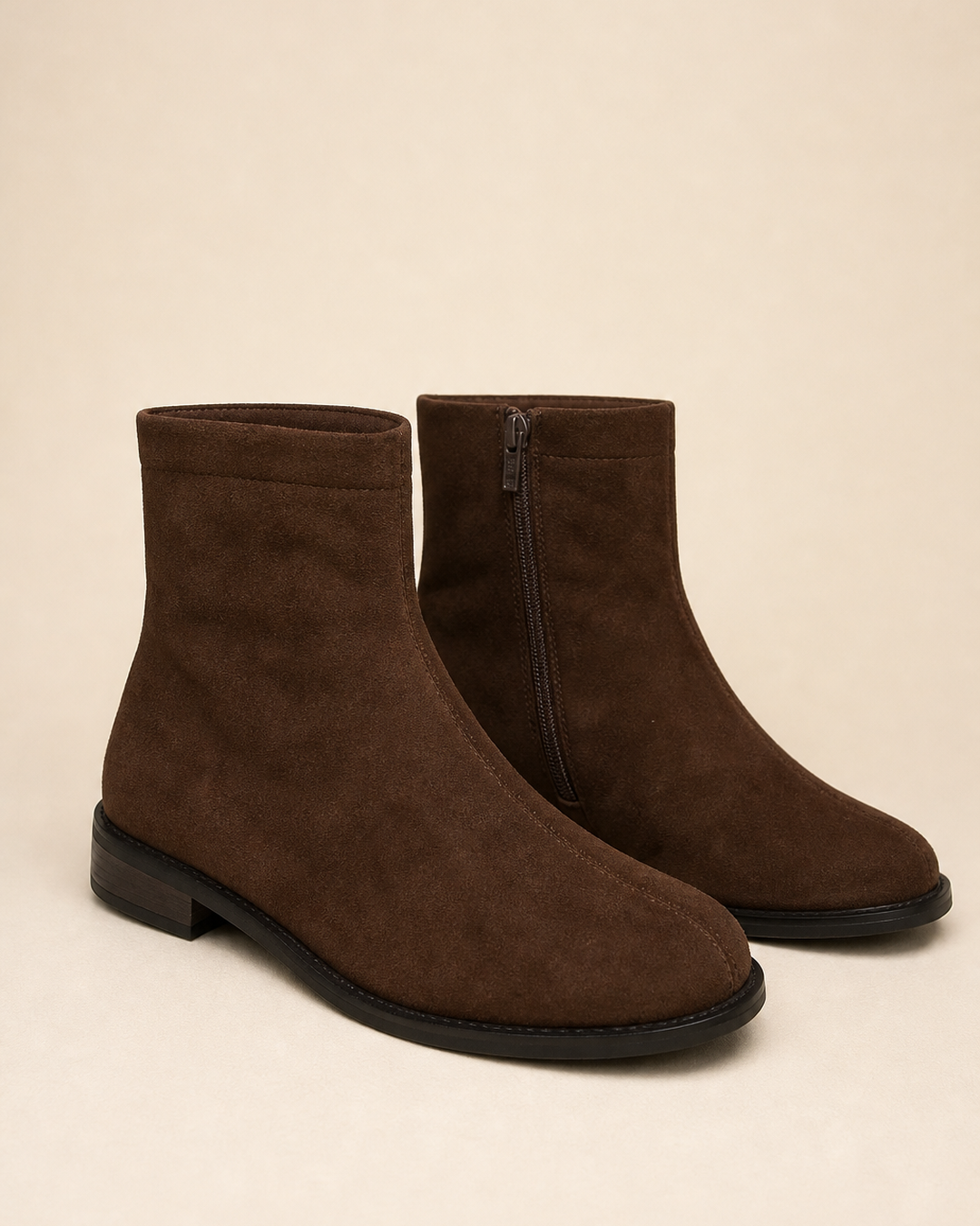 Bottines Élégantes à Bout Carré – Marron