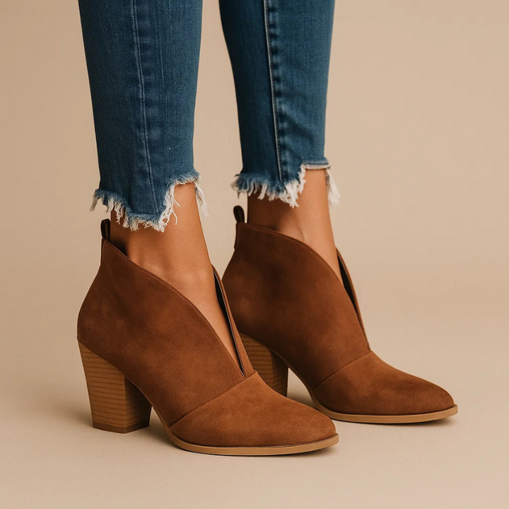Bottines Fendues à Talon Carré