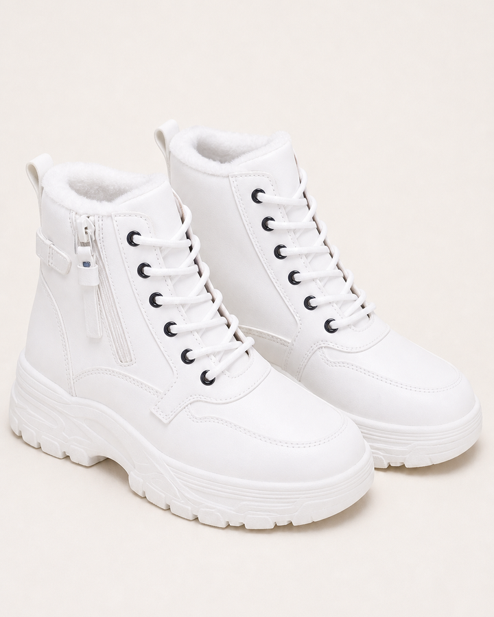 Bottines Hivernales à Double Fermeture – Blanc