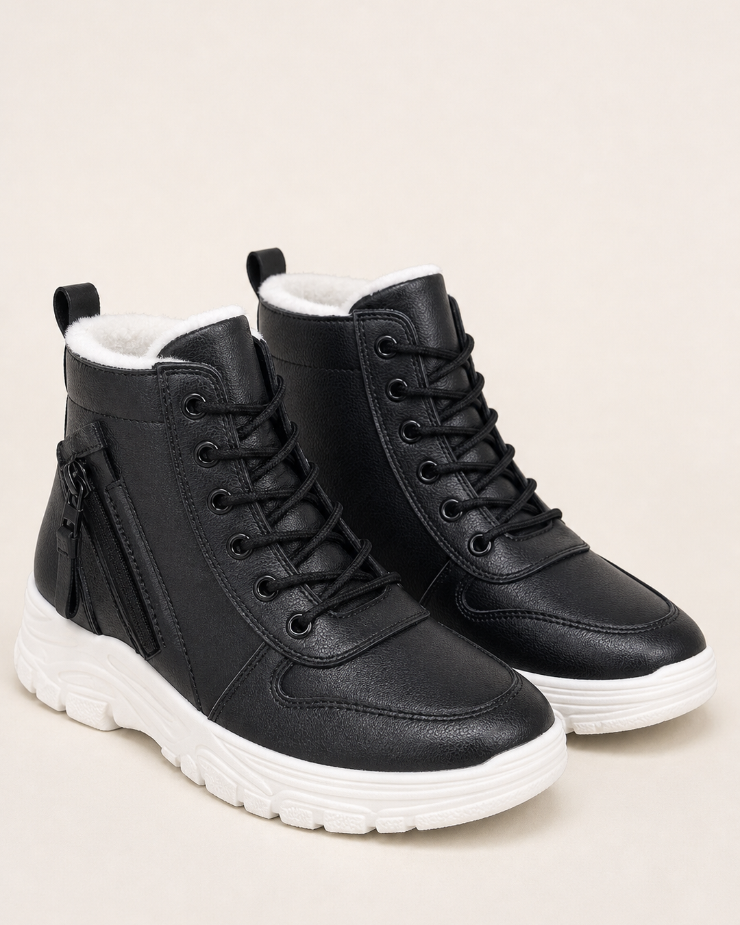 Bottines Hivernales à Double Fermeture – Noir