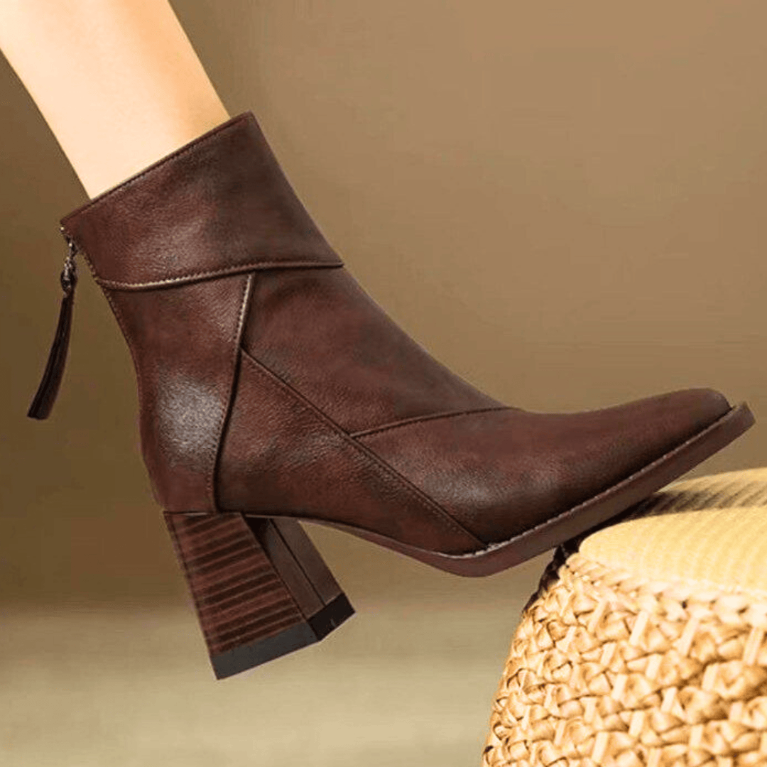 Bottines Modernes à Talon Sculpté – Marron Expresso