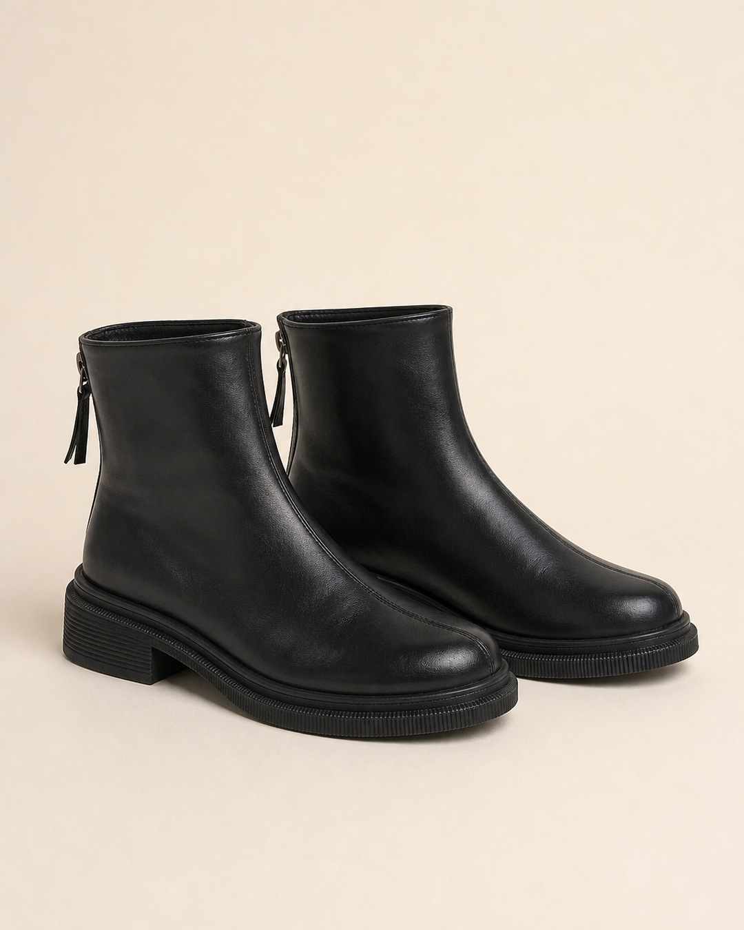 Bottines Modernes à Zip Arrière – Marron Foncé