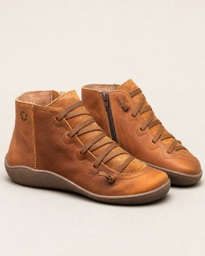 Bottines Plates à Zip Latéral – Jaune