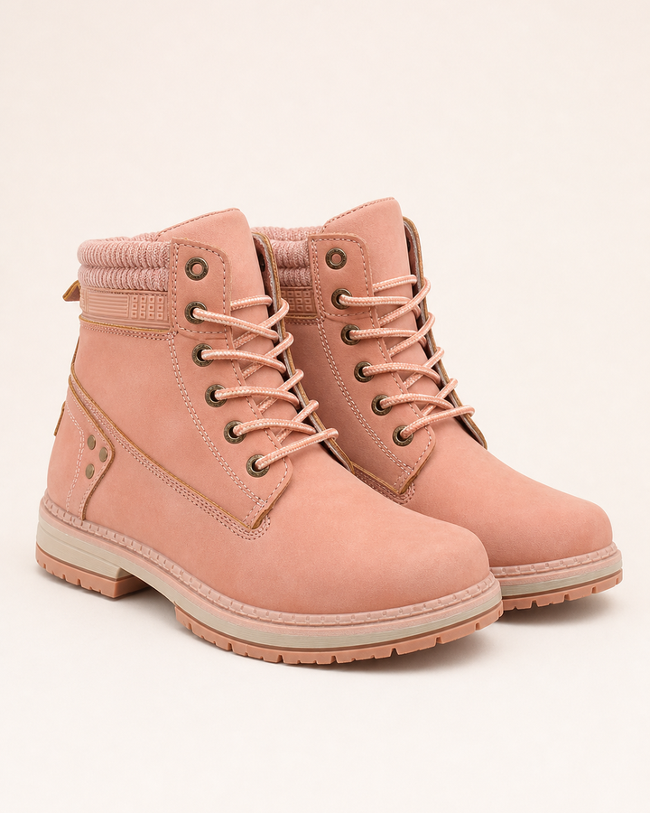 Bottines Urbaines à Col Rembourré – Rose