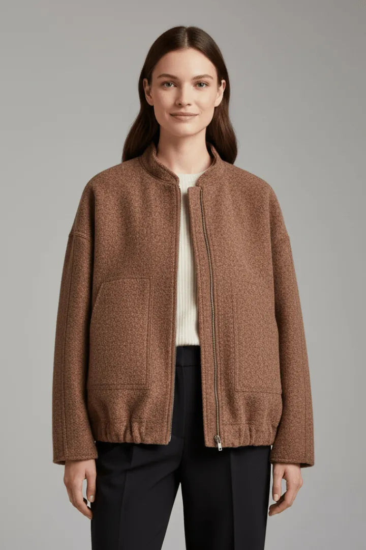 Veste Ample à Col Montant – Bruin