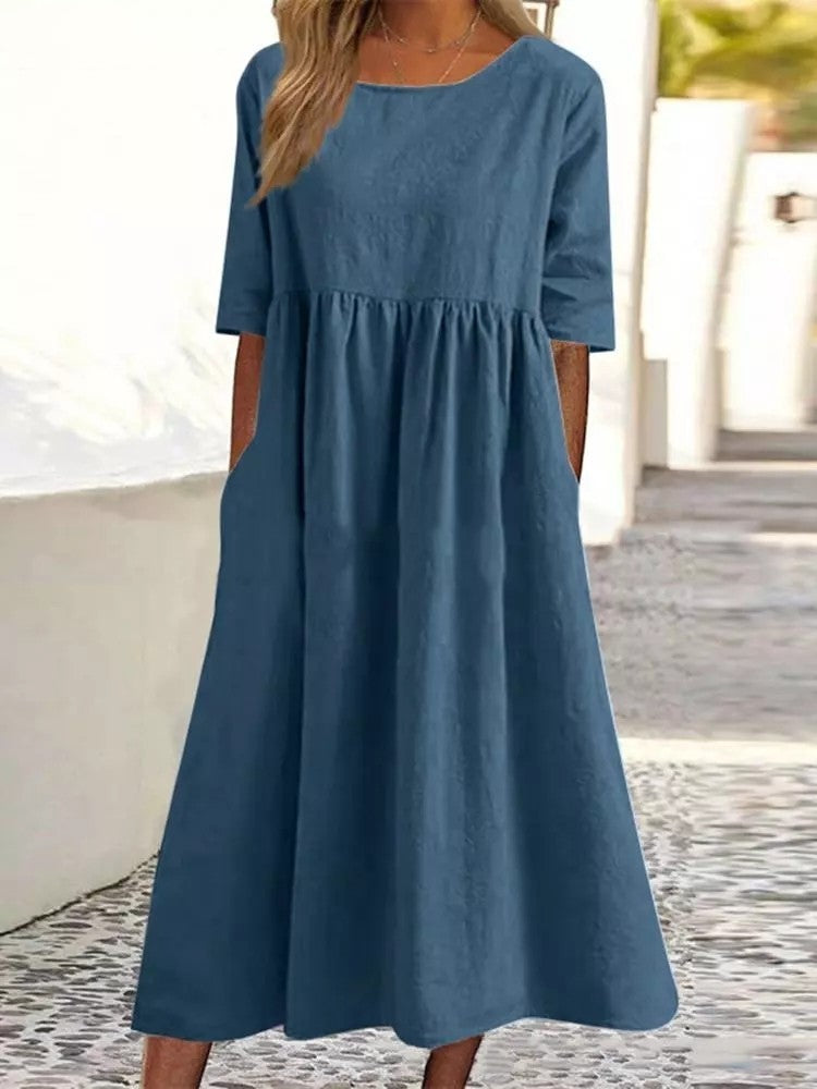 Robe Midi Décontractée | Coton Respirant | Coupe Ample et Chic