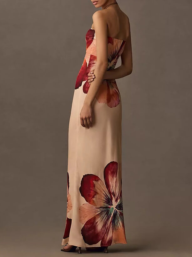 Robe Longue Paradisio – Imprimé Fleur Géante & Coupe Fluide