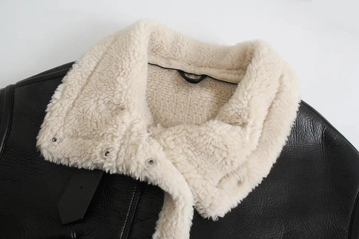 Blouson Aviateur Doublé | Similicuir et Fourrure Synthétique | Chaleur et Style