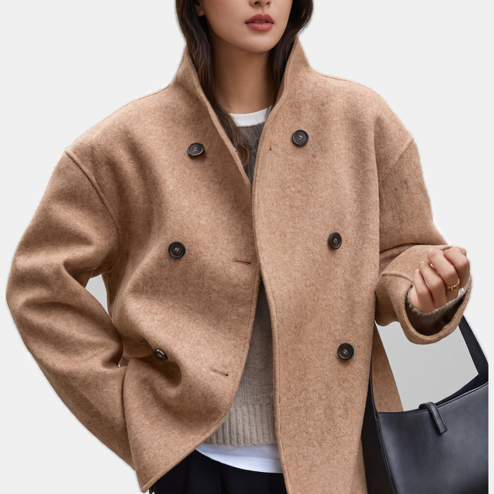 Manteau Court Élégant Oversize – Camel